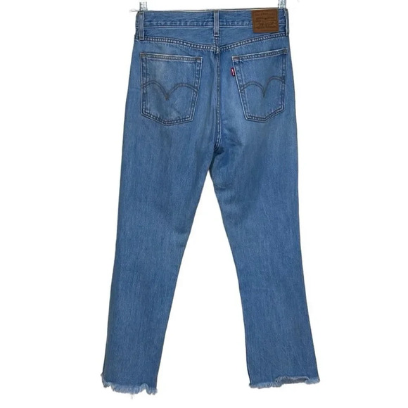 Levi’s - Wedgie Straight, Icon-Fit, Distressed Cropped High Rise Jeans - Size 27 - Picture 5 of 17